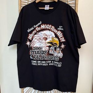 Sturgis Rally T-shirt Harley Biker Moto Black Eagle